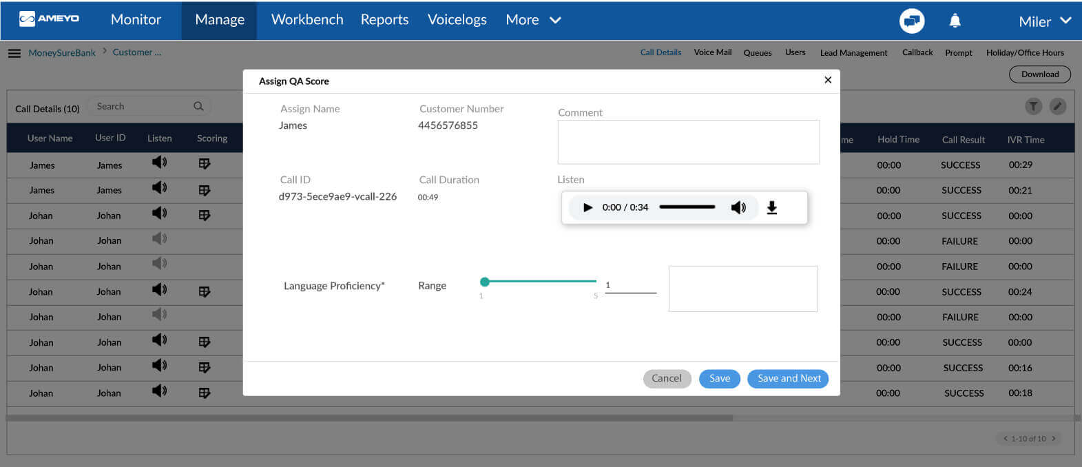 Enable Call Scoring for Adherence and Training